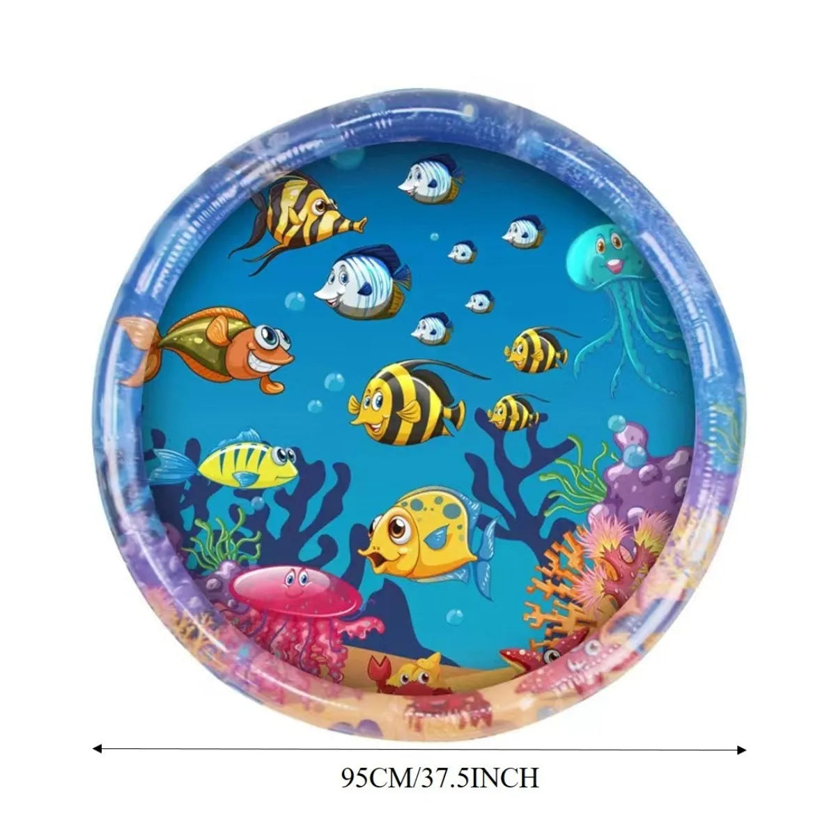 Thickened PVC water sensory playmat for cats and dogs with floating fish toys in ocean theme design
