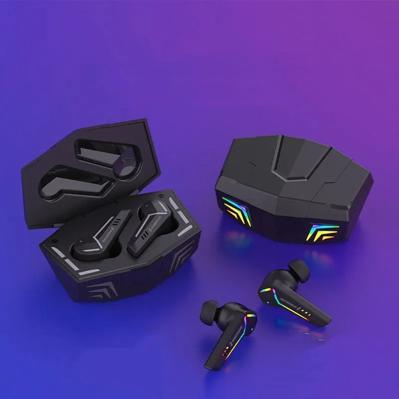Small black Bluetooth sports headset with earplug design for wireless audio
