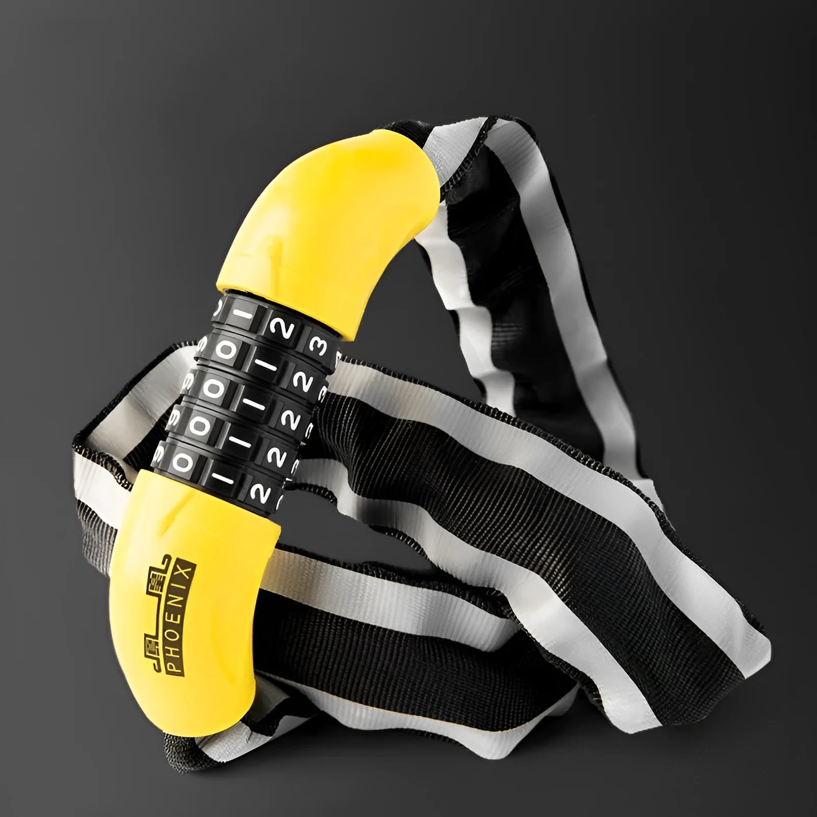 Mountain bike portable chain lock with 95cm zinc alloy chain in black or yellow colour