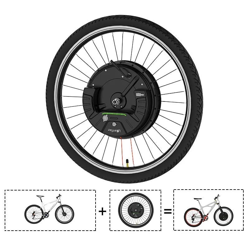 Imotor 3.0 electric bicycle conversion wheel with alloy hub motor in black colour