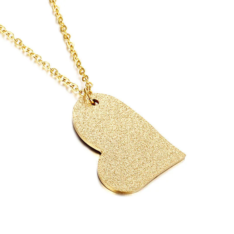 Women's titanium steel geometric heart-shaped pendant necklace in colour KN25736-Z.