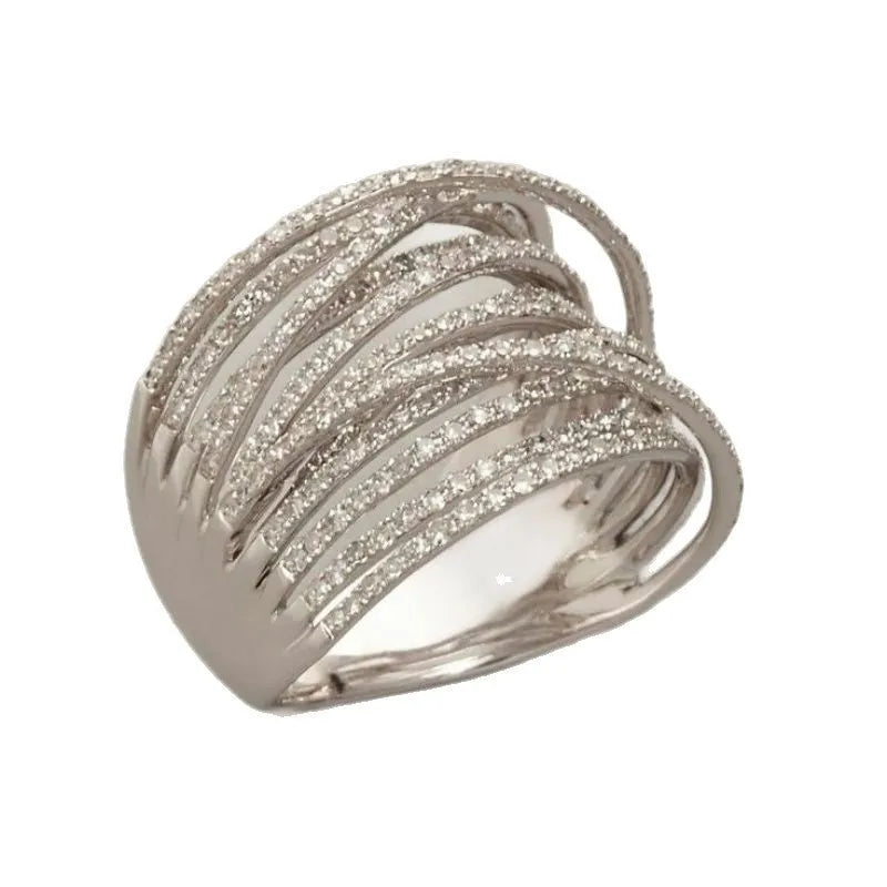 Silver copper micro inlay geometric irregular ring for women affordable luxury style