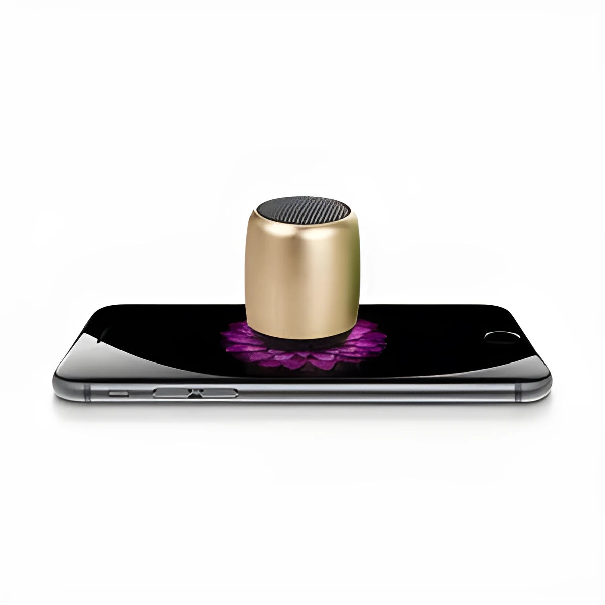 Small portable Bluetooth speaker in black, blue, gold, or pink colour, showing compact design.