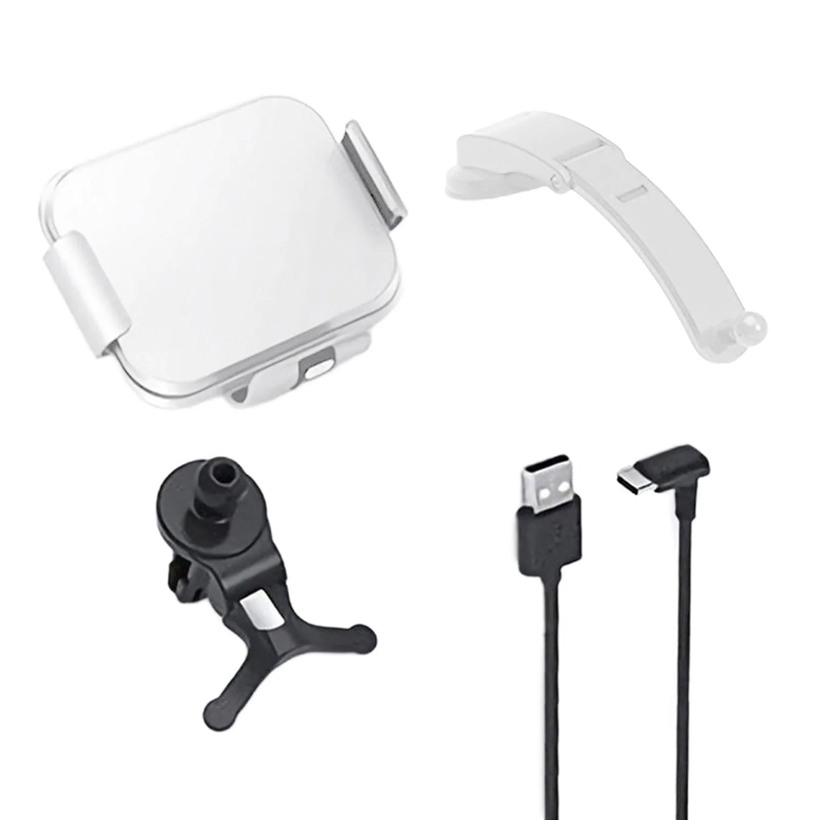 Grey wireless charging car phone holder with folding screen on car dashboard