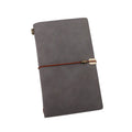 A6 48K leather look notebook with cowhide rope tie, grey cover, closed with rope