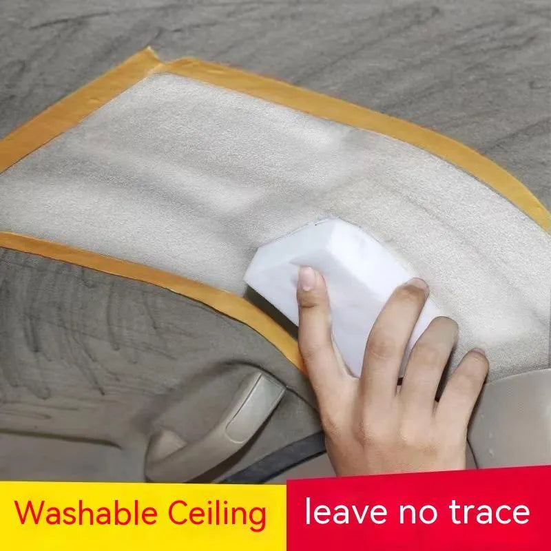 Wash free fabric roof foam cleaner bottle with towel and sponge wipes for ultrasonic ceiling cleaning.