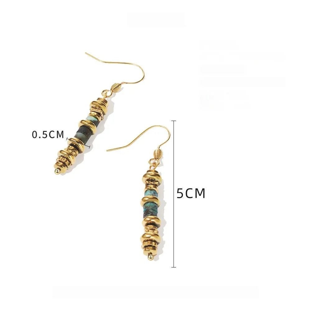 Geometric retro-style dangle earrings made from 18K titanium steel, colour SE22101520.