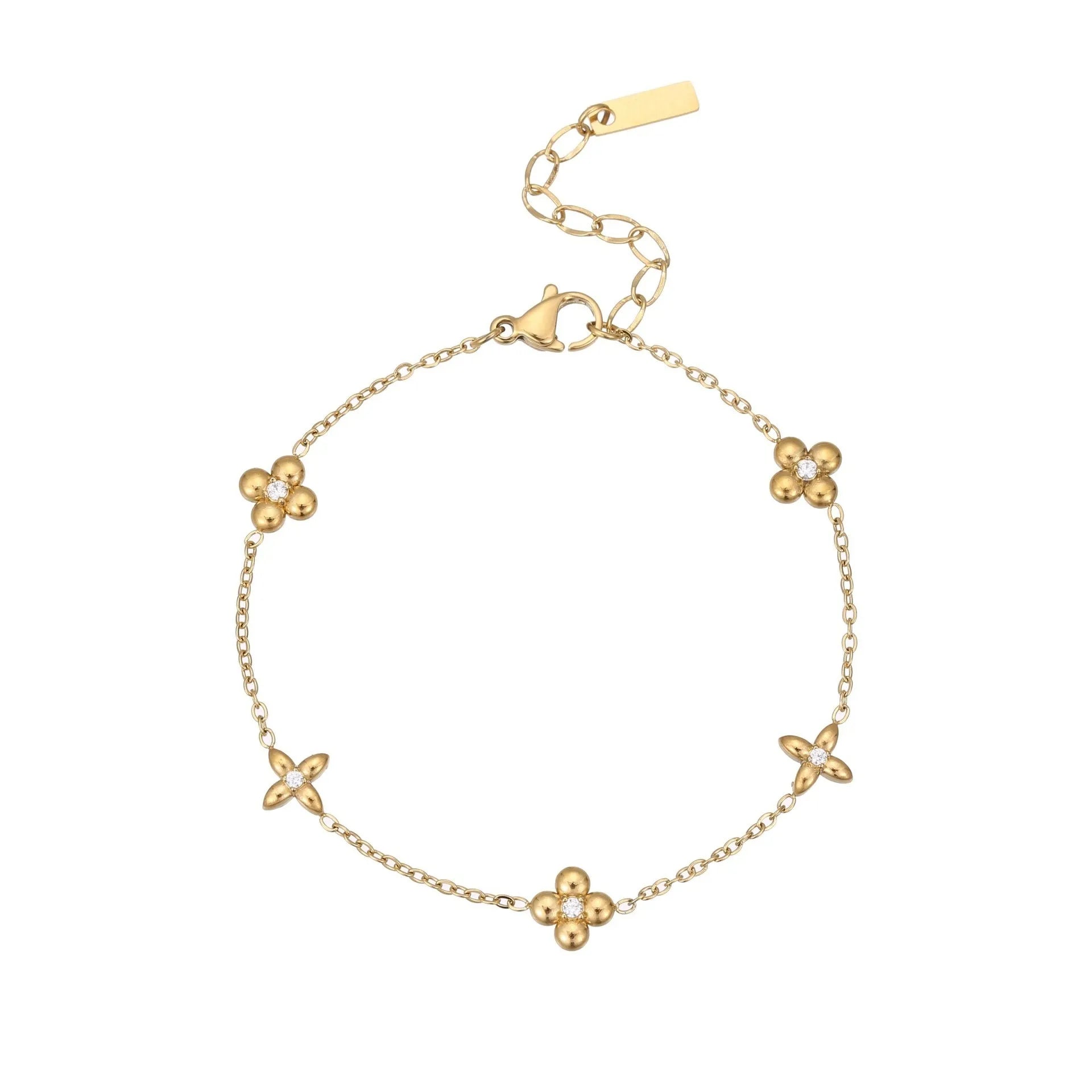 Women's titanium steel bracelet with geometric star pendant and 18K gold plating
