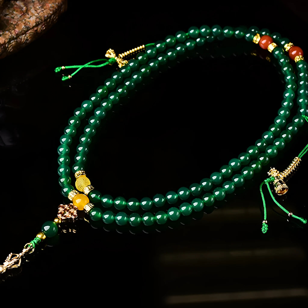 Brazilian natural green agate multi-circle bracelet showing bead detail in three size options