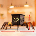 Wooden Halloween spider lantern candlestick decoration measuring 21cm by 8.5cm