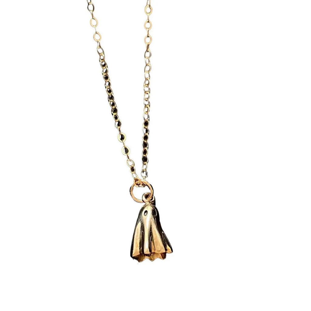 Women's ghost pendant necklace with titanium steel construction and twisted chain