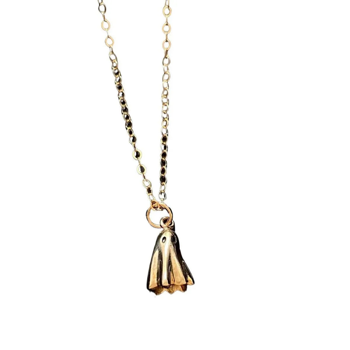 Women's ghost pendant necklace with titanium steel construction and twisted chain