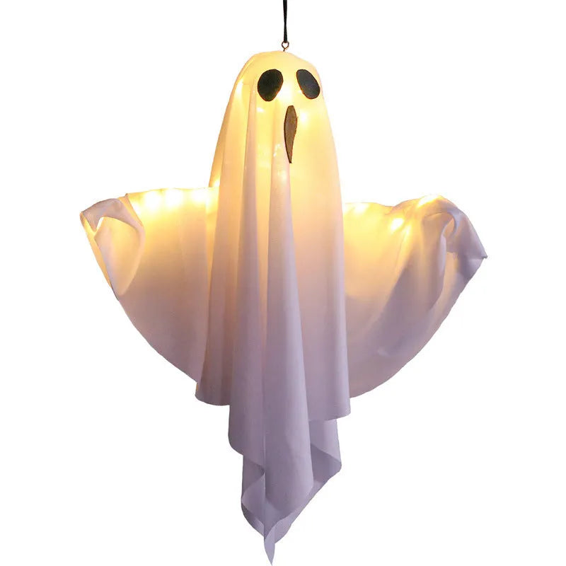 Halloween ghost light with screaming face design in white and orange colours for indoor party decoration