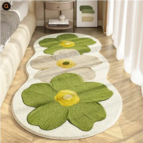 Flower shaped cashmere bedside blanket with cartoon alien design in polyester fibre
