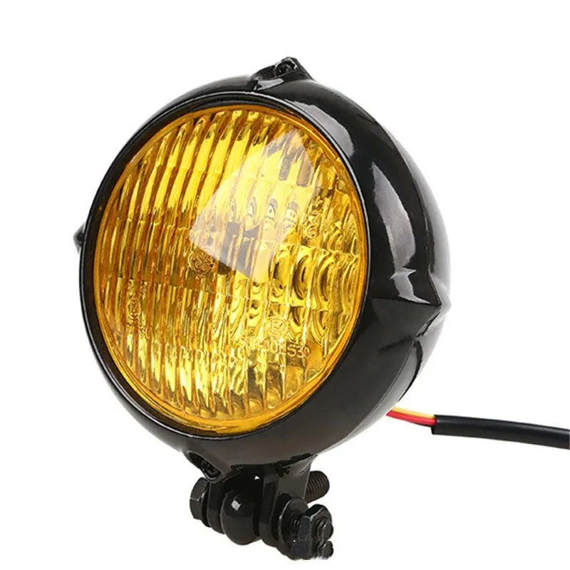 Harley headlights with black electroplated aluminium housing and halogen bulb