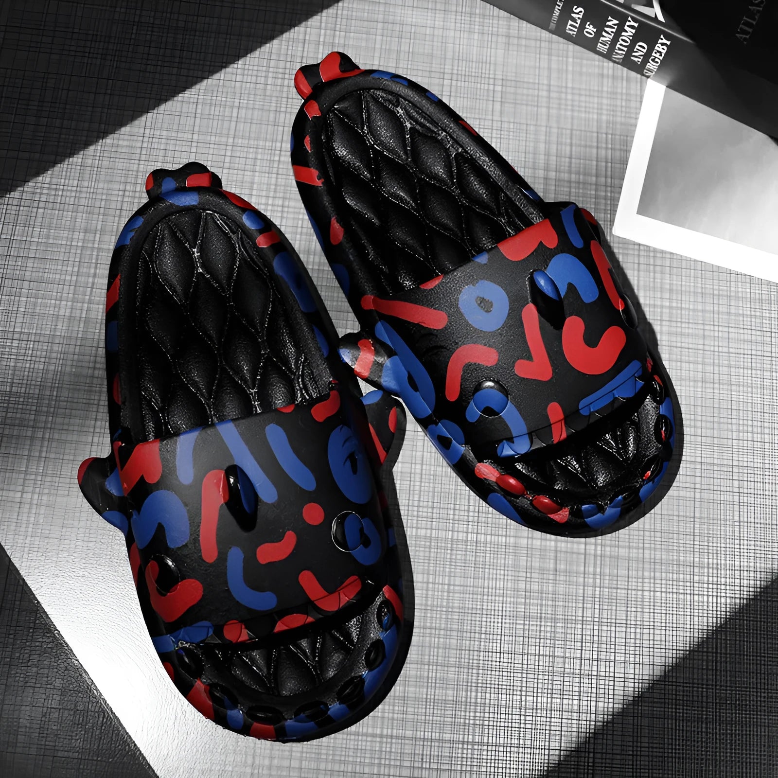 Couple shark design open toe EVA slippers available in multiple colours and sizes 36-45