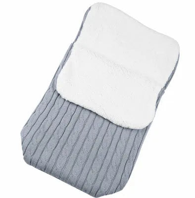 Envelope-style baby stroller sleeping bag in beige with lamb cashmere lining and cotton wool filling