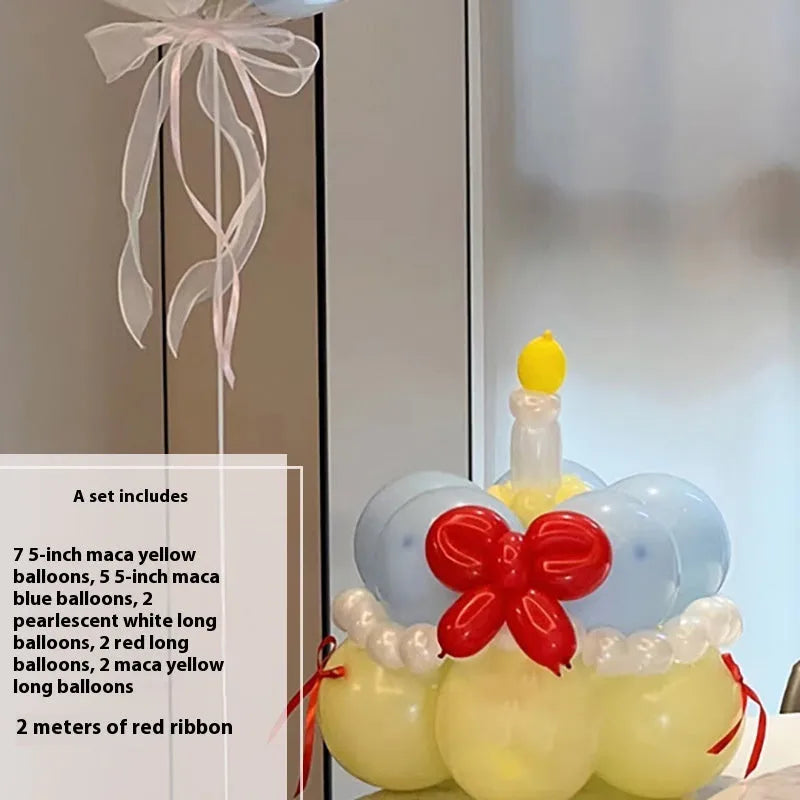 Balloon bouquet cake DIY kit with round arch frame and decoration materials for party centrepieces