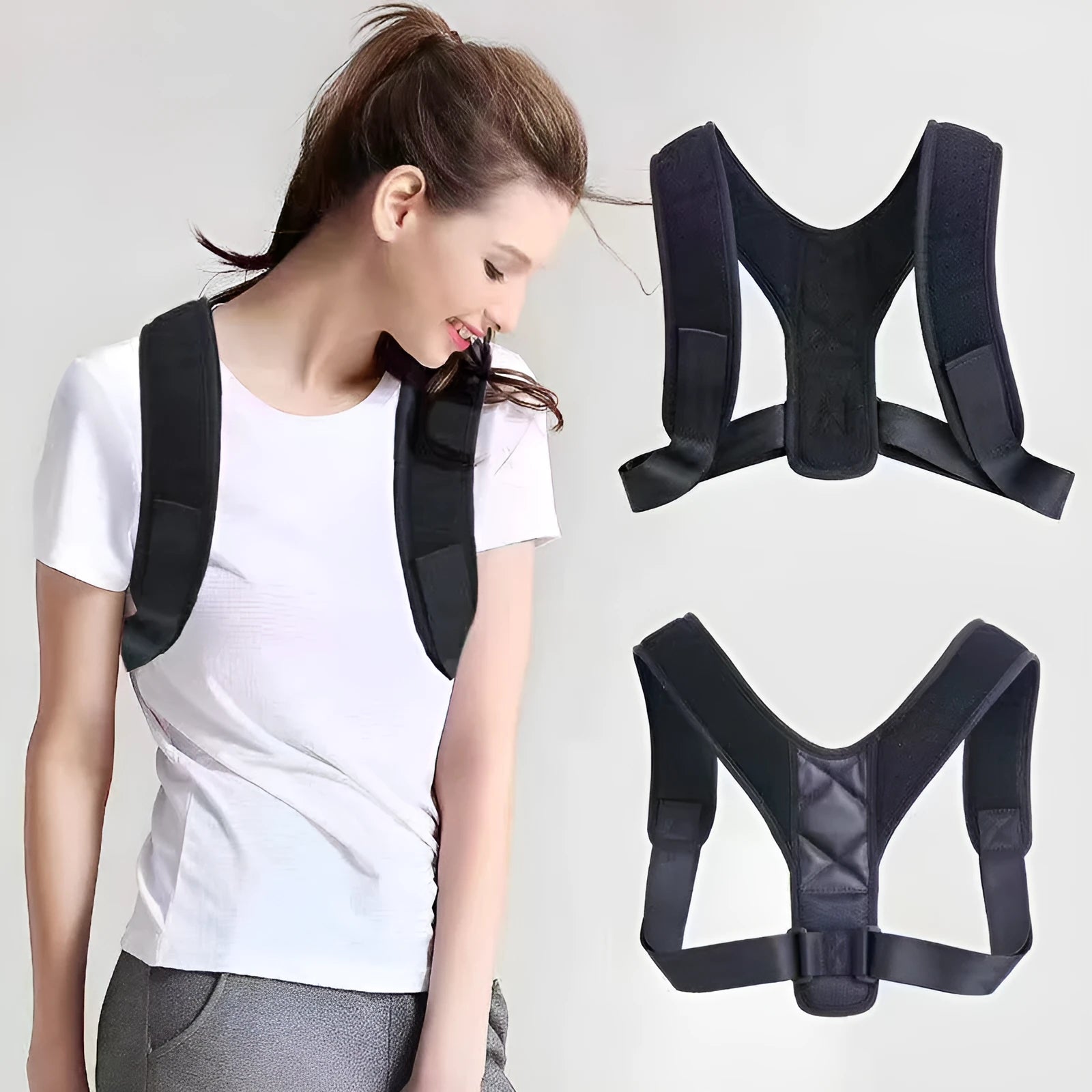 Babaka adjustable nylon sitting posture correction belt for back and shoulder support.