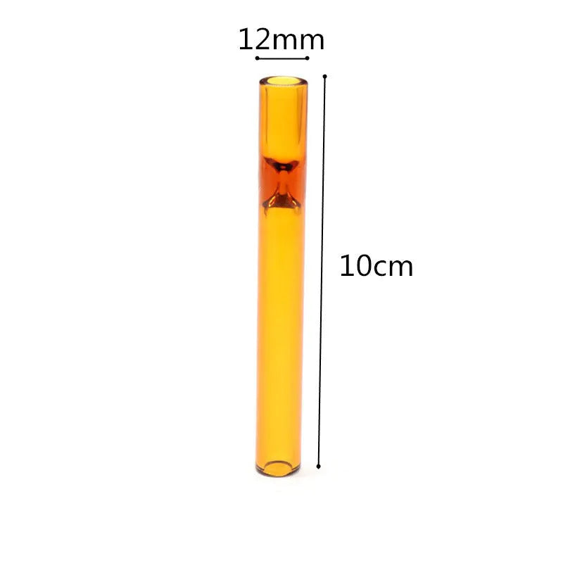 Clear straight glass telescopic smoke pipe suction nozzle on a plain background.