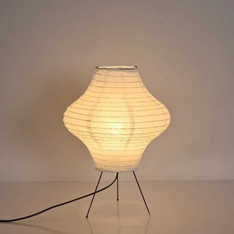 Japanese-style decorative table lamp with three-colour LED lighting on wooden table