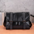 Black Korean-style men's commuter backpack with anti-theft function made from PU material