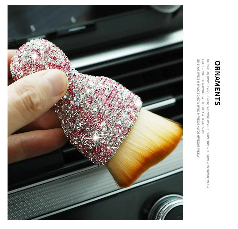 10cm long white PVC car interior cleaning brush for dusting dashboard and vents.