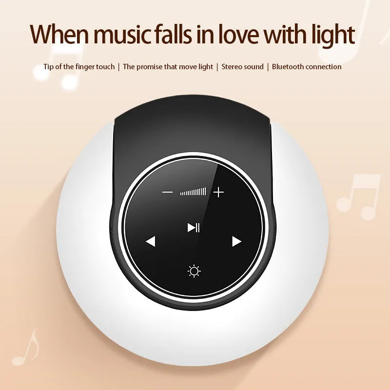 Square blue Bluetooth speaker lamp with touch controls, showing white LED light and folding design.