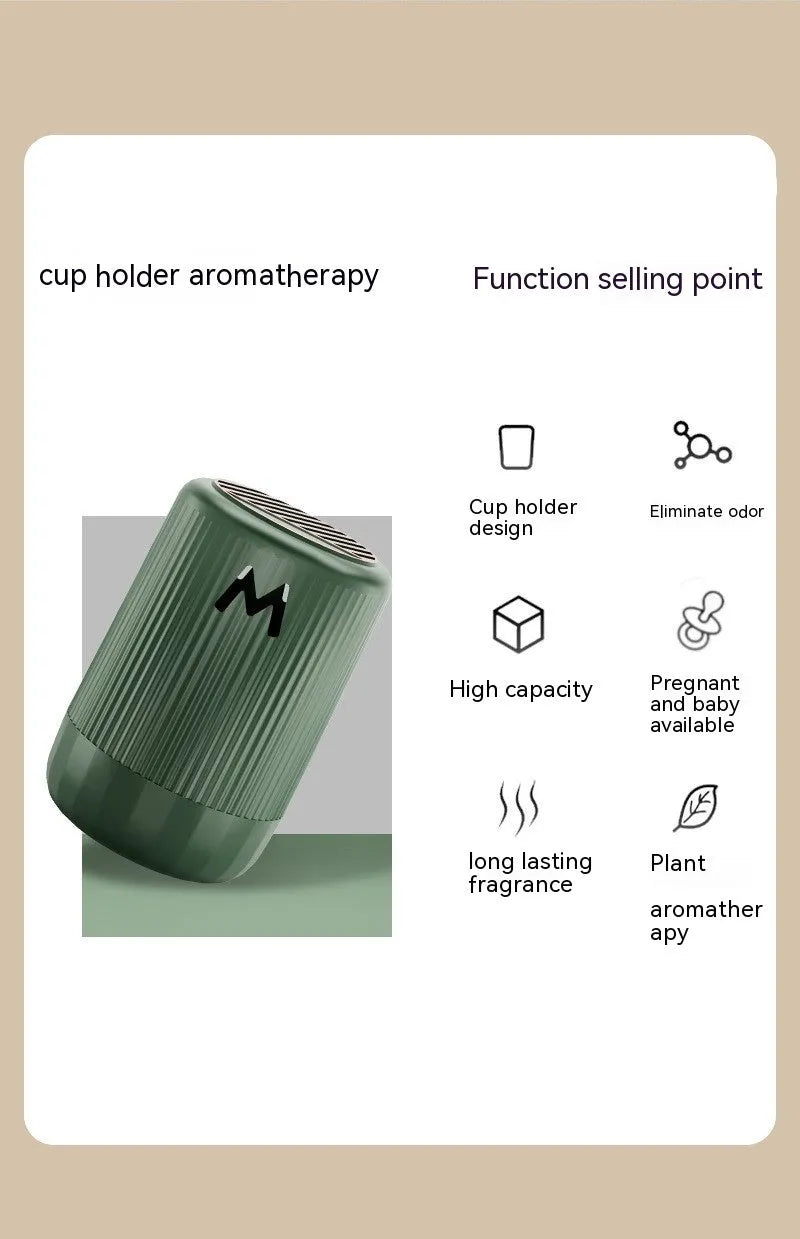 Solid car aromatherapy decoration cup measuring 10cm by 6cm available in four scent variations