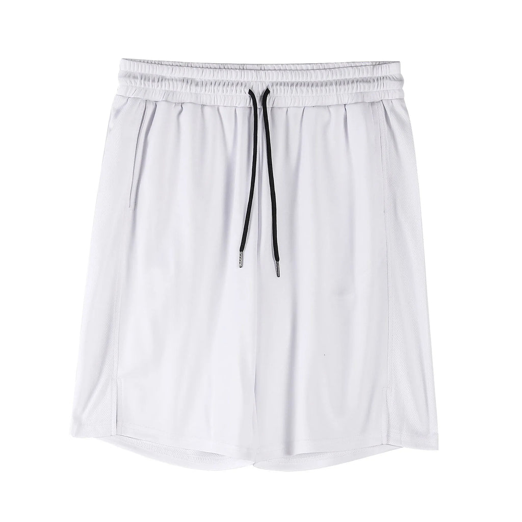 Man wearing loose black quick-drying capri pants for casual summer wear.