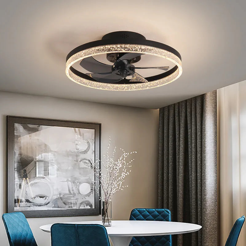 Nordic style ceiling fan lamp with remote control in 50cm size for bedroom or dining room use