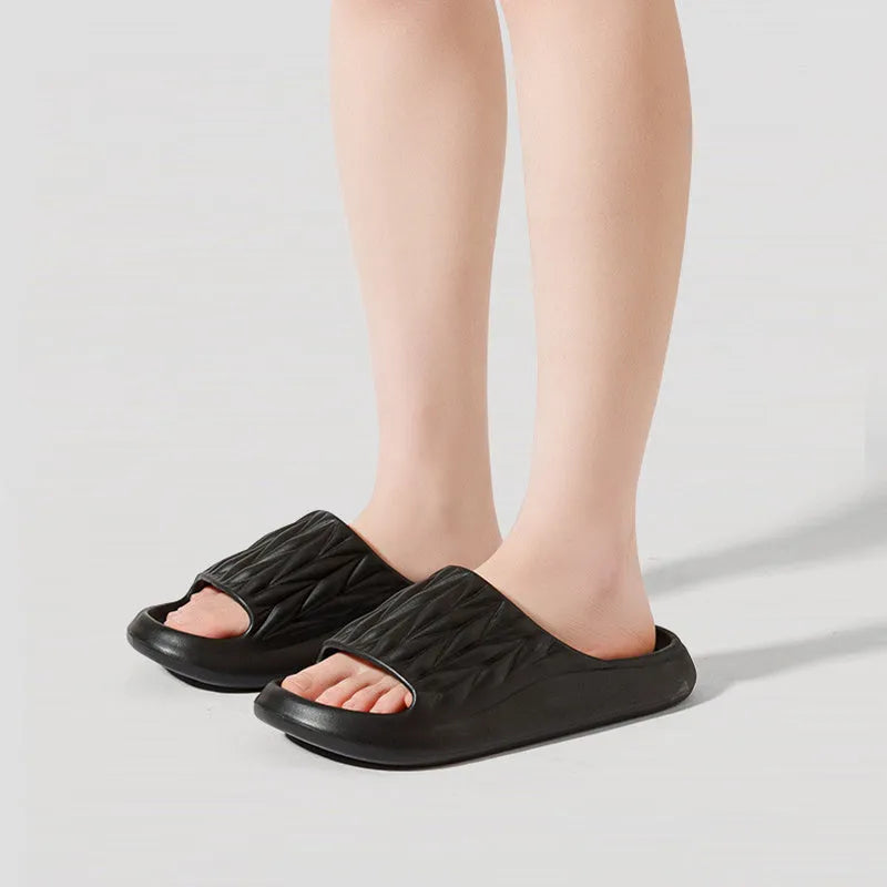 Leaf texture design EVA indoor slippers with non-slip sole in multiple colour options