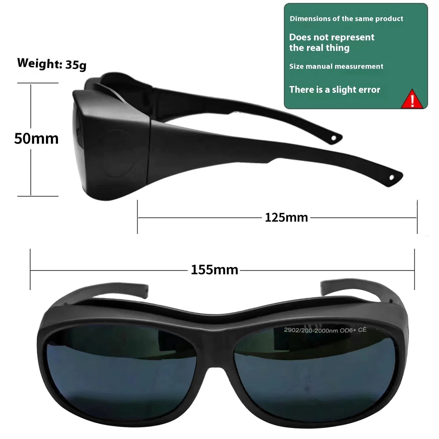 Welding anti-glare safety goggles with laser protection for 200-2000nm wavelengths