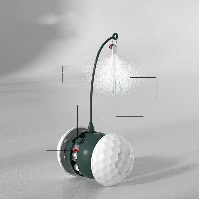 Electric cat toy with USB charging, pendulum ball, plastic body, red colour option