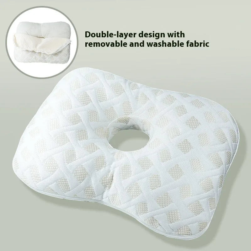 Beauty salon single hole ear pillow for adult facial treatments in 39x28x6cm size with detachable pillowcase