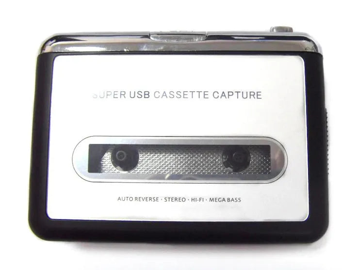 Cassette to MP3 converter unit with USB cable, driver CD, and headphones for tape digitisation