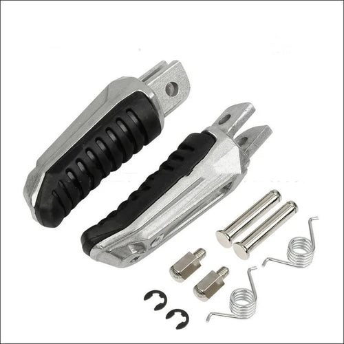 Black anodised aluminium alloy motorcycle foot pegs for Suzuki sport and adventure bikes.