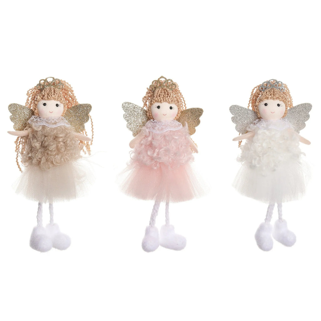 Cartoon angel cloth pendant for high ponytail hair in Christmas colours