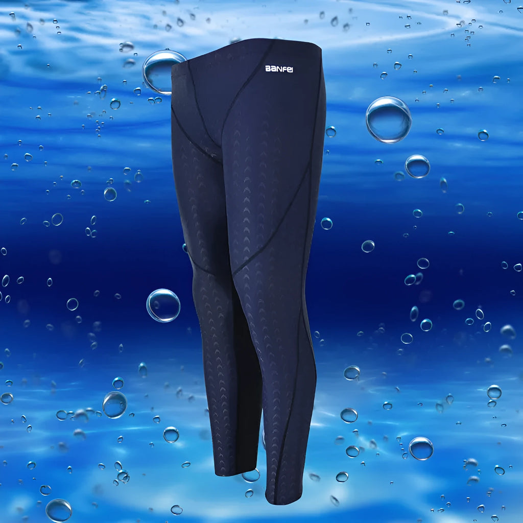 Men's black nylon cropped swimming trunks with mesh lining and contrasting coloured lines