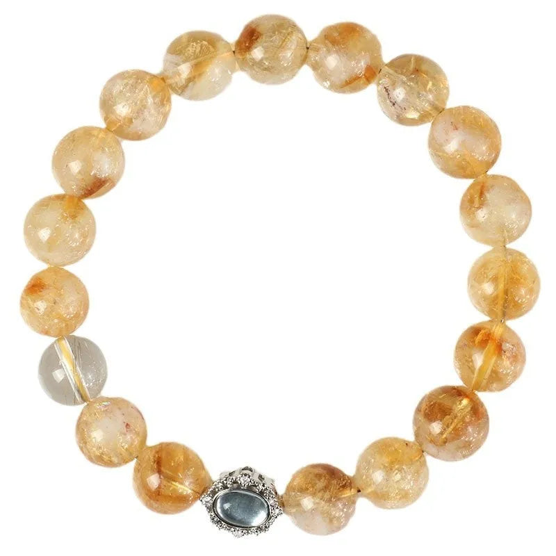 Geometric citrine crystal bracelet with 10mm width and grinding finish