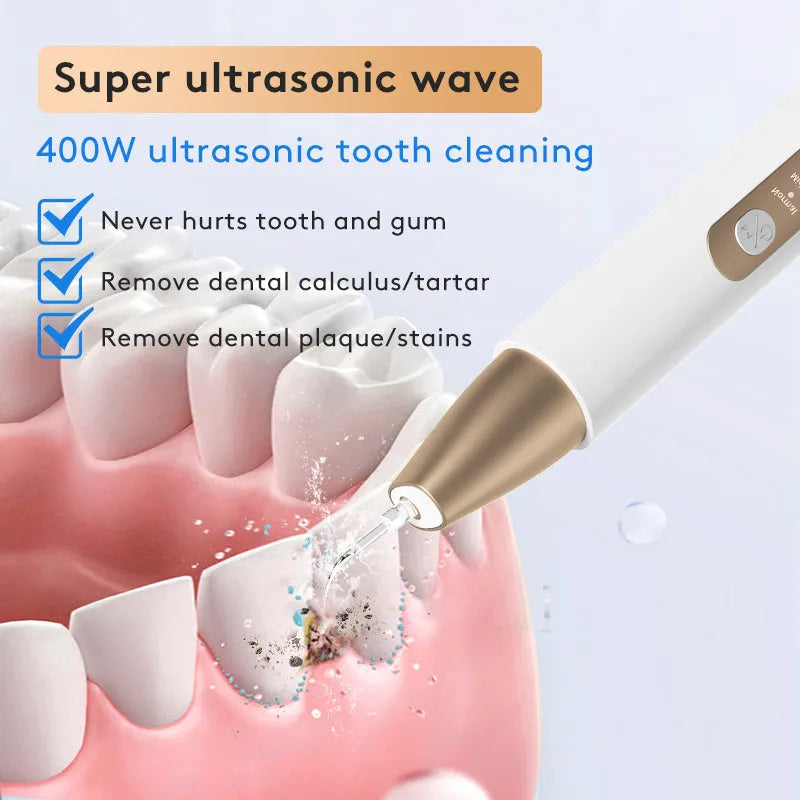 Gold ultrasonic dental cleaning device for removing tartar and teeth stains at home
