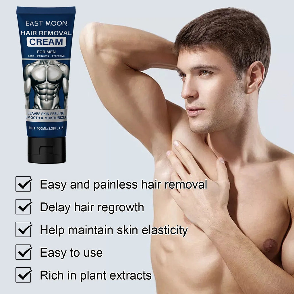 Men's depilatory cream tube for beard, armpit, hand and leg hair removal