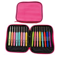Complete set of 16 crochet hooks with thick and thin handles in storage bag