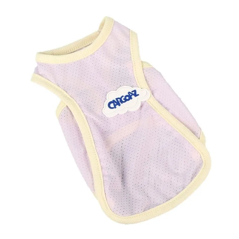 Polyester cat vest in grass green or taro purple colour with sports style design for summer wear