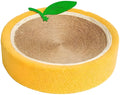 Round yellow sisal cat scratching board and bed with fruit design