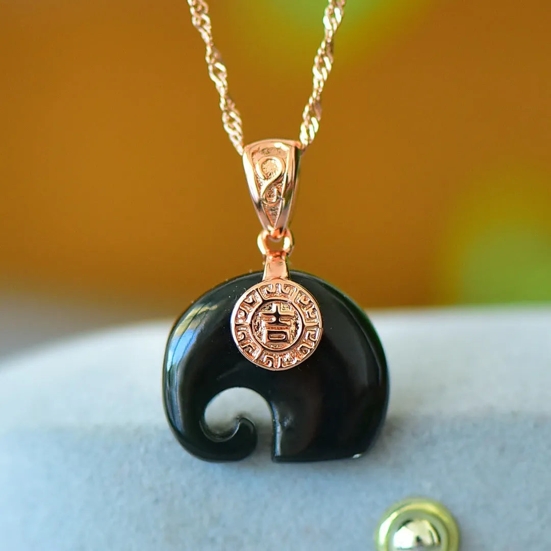 Flat natural grey Hetian jade pendant with copper inlay on a necklace chain, modern minimalist style.