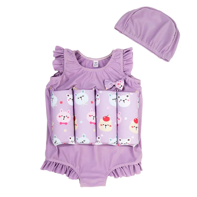 Children's buoyancy swimsuit one-piece girl cartoon nylon swimming and wading suit size S-XXL