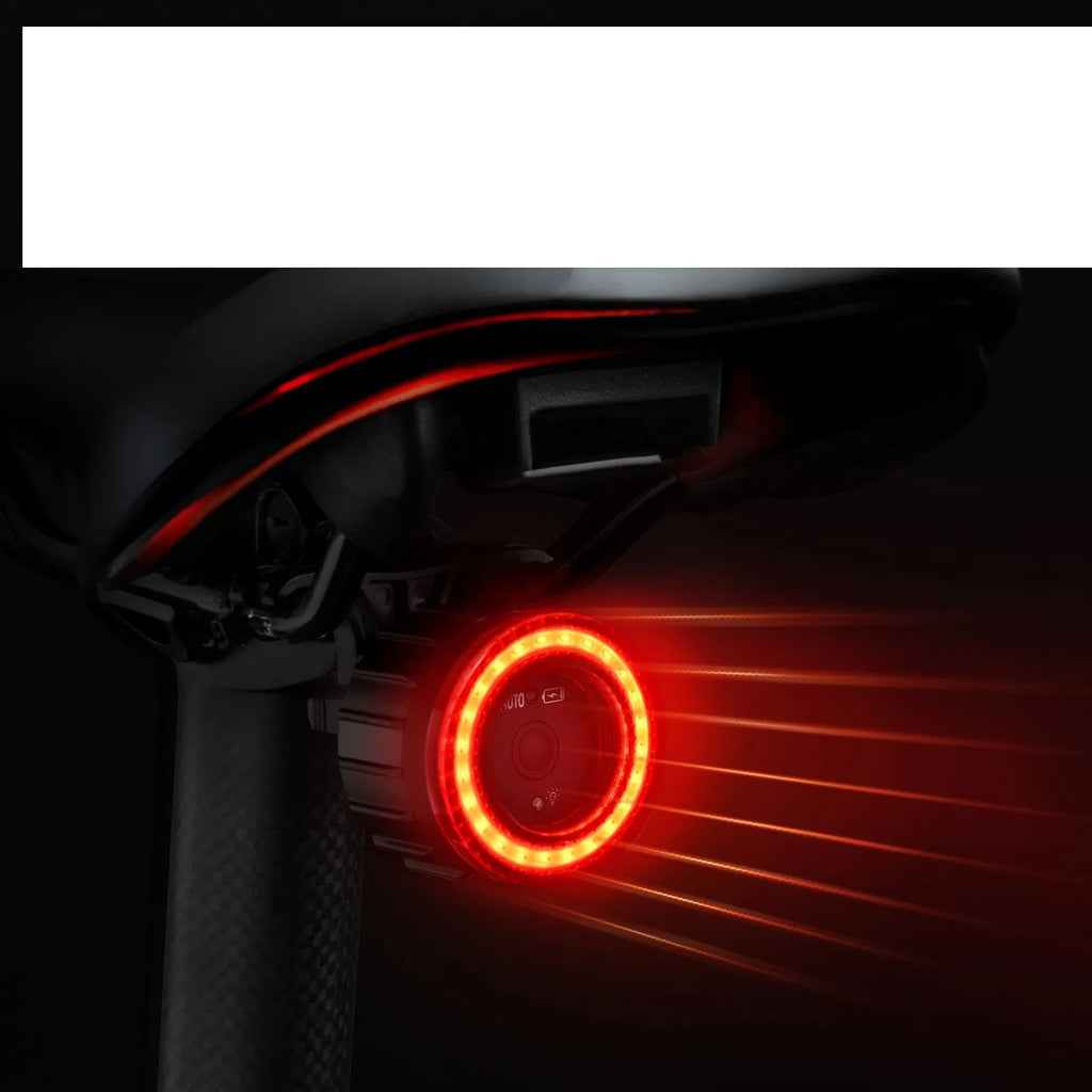 Black intelligent induction brake taillight for bicycle with seat tube mounting bracket