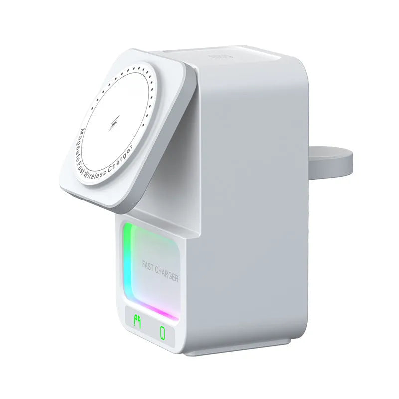 White or black 5-in-1 Bluetooth speaker wireless charger with QC3.0 fast charging