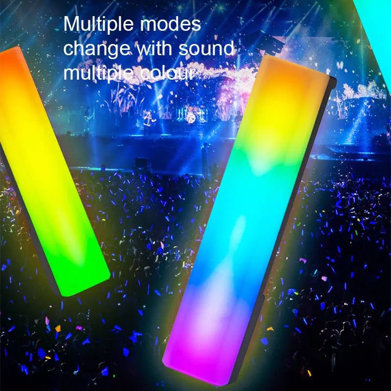 Black 3D RGB table top ambience lamp with voice-activated rhythm lighting for PC gaming decor
